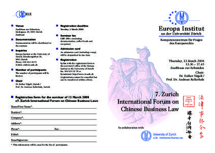 7th Zurich International Forum on Chinese Business Law - March 13, 1008