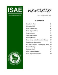 ISAE newsletter www.applied-ethology.org Issue 41  December[removed]Contents