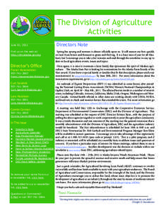 The Division of Agriculture Activities June 01, 2011 Directors Note