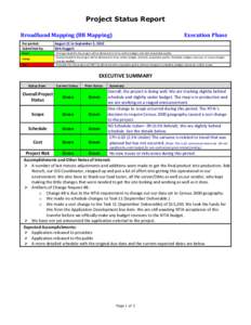 Project Status Report Broadband Mapping (BB Mapping) For period: Submitted by: Green