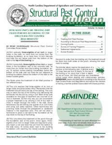 Volume 13, Issue 3  HOW MANY PMP’S ARE TREATING DIRT FILLED PORCHES ACCORDING TO THE STRUCTURAL PEST CONTROL REQUIREMENTS?