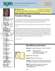 Vol. XXVII, No. 14 September 2014 DC Branch, Inc.  http://www.pgms.org/branchdc