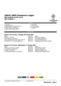 [removed]UEFA Champions League MATCHWEEK STATS PACK MATCHWEEK 7