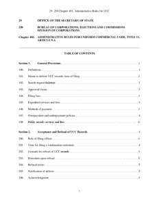 [removed]Chapter 401, Administrative Rules for UCC 29 OFFICE OF THE SECRETARY OF STATE  250