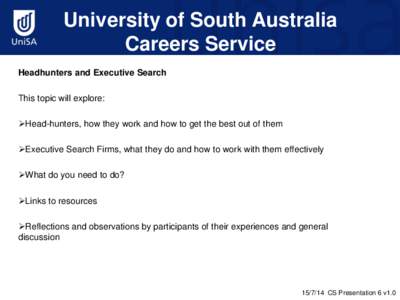 University of South Australia  Careers Service