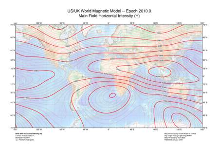 US/UK World Magnetic Model -- Epoch[removed]Main Field Horizontal Intensity (H) 135°W 180° 70°N