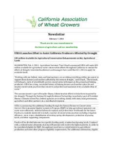 Newsletter February 7, 2014 Thank you for your commitment to the future of agriculture and our membership.