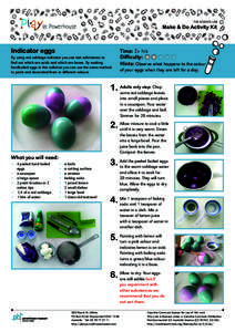THE SCIENCE LAB  Make & Do Activity Kit Indicator eggs By using red cabbage indicator you can test substances to