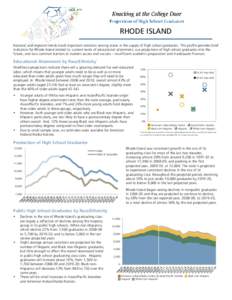 RHODE ISLAND National and regional trends mask important variation among states in the supply of high school graduates. This profile provides brief indicators for Rhode Island related to: current levels of educational at