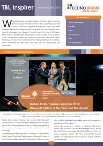 TBL Inspirer  Volume 5, Sep 2010 In this issue