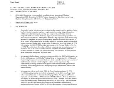 Coast Guard  NVIC[removed]July[removed]NAVIGATION AND VESSEL INSPECTION CIRCULAR NO. 6-95