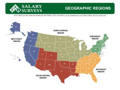 GEOGRAPHIC REGIONS 8575 164th Ave NE, Suite 100, Redmond, WA 98052 | ([removed] | [removed] | http://salary-surveys.erieri.com AK  NORTH CENTRAL