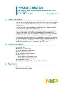 74HC595; 74HCT595 8-bit serial-in, serial or parallel-out shift register with output latches; 3-state