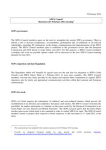 SEPA Council statement, 9 February 2012