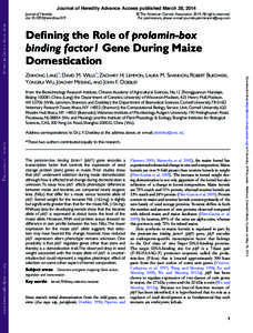 Journal of Heredity Advance Access published March 28, 2014 Journal of Heredity doi:jhered/esu019 © The American Genetic AssociationAll rights reserved. For permissions, please e-mail: journals.permission