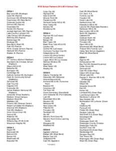 WVS School Partners[removed]School Year CESA 1 Bay Lane MS (Muskego) Case HS (Racine) Dominican HS (Whitefish Bay) Eisenhower HS (New Berlin)