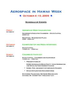 Andrew Chaikin / Space advocacy / Aviation history of Hawaii