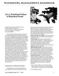 WATERFOWL MANAGEMENT HANDBOOK[removed]Nutritional Values of Waterfowl Foods  Leigh H. Fredrickson and Fredric A. Reid