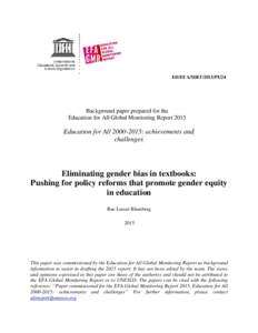 ED/EFA/MRT/2015/PI/24  Background paper prepared for the Education for All Global Monitoring ReportEducation for All: achievements and