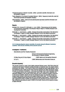 Threatened species of Western Australia[removed]provided scientific information and photographic imagery) Tracks Magazine of the Western Australian Museum[removed]Esperance marine life under the microscope (provided p