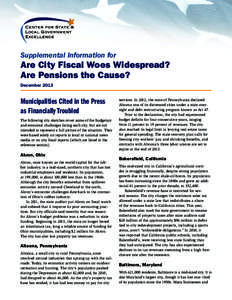 Supplemental Information for Are City Fiscal Woes Widespread? Are Pensions the Cause?