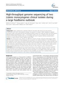 Microbiology / Listeria monocytogenes / Multilocus sequence typing / Genetic mapping / Genomics / Listeria / Pulsed field gel electrophoresis / Listeriolysin O / Listeriosis / Biology / Molecular biology / Listeriaceae