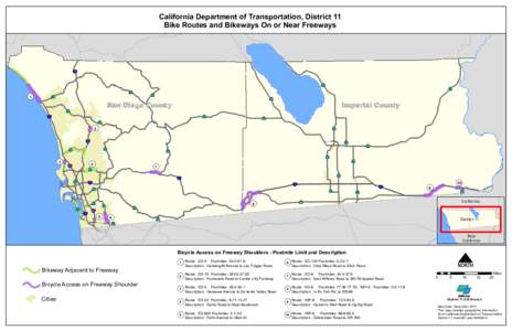 California Department of Transportation, District 11 Bike Routes and Bikeways On or Near Freeways ¦ ¨ §