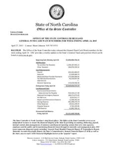 Research Triangle /  North Carolina / Administrative law / Comprehensive annual financial report / Government Accountability Office / Economic policy / Raleigh /  North Carolina / Linda Combs / Accountancy / Public finance / Economy of the United States
