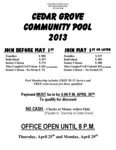 Swimming lessons / Cedar Grove /  New Jersey / Human swimming / Lifeguard / FOR Swimming / Diving / Public safety / Outdoor recreation / Recreation / Swimming pool / Adult Swim