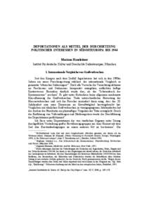 DEPORTATIONEN ALS MITTEL DER DURCHSETZUNG POLITISCHER INTERESSEN IN SÜDOSTEUROPA BIS 1944 Mariana Hausleitner