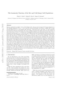 The Luminosity Function of the Hot and Cold Kuiper belt Populations Wesley C. Frasera,, Michael E. Browna , Megan E. Schwamba