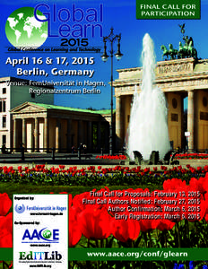 FINAL CALL FoR pARtICIpAtIoN 5 April 16 & 17, 2015 Berlin, Germany