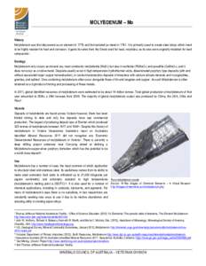 Microsoft Word - Minerals Thematic and Fact Sheets - Fact Sheets - Molybdenum - Formatted.DOCX