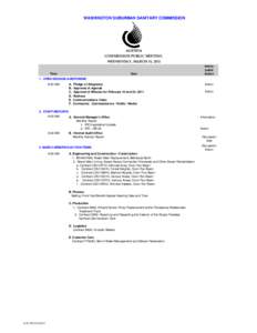 WASHINGTON SUBURBAN SANITARY COMMISSION  AGENDA COMMISSION PUBLIC MEETING  WEDNESDAY, MARCH 16, 2011