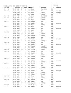 [removed]v8.0  FEBRUARY 2011 IRTF TELESCOPE SCHEDULE: HST Date HST Time TO Remote Prog and PI