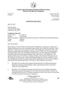 Cone Health / Moses H. Cone / Cone / Wesley Long Community Hospital / Public key certificate / Certificate of need / Raleigh /  North Carolina / Moses Cone Health System / Greensboro /  North Carolina / North Carolina