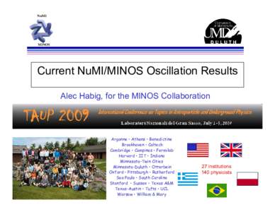 NuMI  MINOS Current NuMI/MINOS Oscillation Results Alec Habig, for the MINOS Collaboration