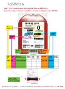 Appendix A ISBT 128 Label Guide Example • Red Blood Cells Information to be included on Transfusion Reaction Investigation Form (CM105) Donor ABO/Rh