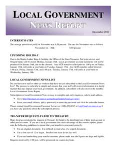 LOCAL GOVERNMENT NEWS REPORT December 2011 \ INTEREST RATES